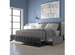 Letto Imbottito Merax 140X200Cm Con Rete A Doghe E 4 Cassetti, Testata Regolabile In Altezza E Doghe In Metallo, Letto Contenitore Letto Matrimoniale Letto In Legno Massiccio Letto Matrimoniale Biancheria, Grigio