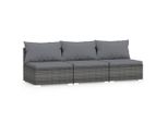Syfax™ Divano A 3 Posti Con Cuscini In Polyrattan Grigio