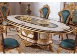 Casa Padrino Tavolo Da Pranzo Barocco Bianco / Marrone / Oro - Magnifico Tavolo Da Pranzo In Legno Massiccio In Stile Barocco - Mobili Da Sala Da Pranzo Barocchi - Nobile & Magnifico
