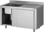 Lavello Saro Con Vasca 700X700X850Mm Ante E Basamento In Acciaio Inox