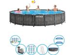 Intex Pool Prism Frame Greywood- Pacchetto Piscina - 549X122 Cm