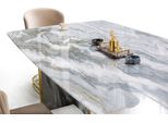 Casa Padrino Luxury Marble Dining Table Grey / Gold 220 X 110 X H. 75 Cm - Tavolo Da Cucina Rettangolare In Marmo - Mobili Per La Sala Da Pranzo - Mobili In Marmo - Mobili - Arredo Sala Da Pranzo - Arredamento