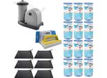 Ways - Cura Della Piscina - 6X Riscaldatore Per Piscina E Pompa Filtro 5678 L/U & 12 Filtri Tipo A & Spazzola Ways Per Il Lavaggio