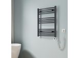 Emke Radiatore Curvo Per Il Bagno Asciugacapelli Incluso Elemento Riscaldante Temporizzato Set Di Termostati, Radiatore Elettrico (Antracite 75X60 Cm)
