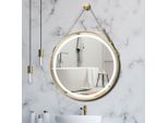 Wisfor Specchio Da Bagno A Led Rotondo, Specchio Da Parete A Led Da 80 Cm Specchio Da Bagno Con Illuminazione, 3 Colori Di Luce 3500-6500K Dimmerabile Specchio Luminoso Antiappannamento Con Interruttore A Sfioramento IP44, Oro