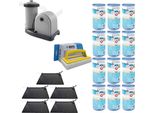Ways - Cura Della Piscina - 5X Riscaldatore E Pompa Filtro Per Piscina 5678 L/U E 12 Filtri Di Tipo A & Spazzola Ways Per Il Lavaggio