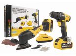 Set Powerplus POWXBBOX10 - Trapano A Batteria + Levigatrice Multifunzione 20 V, 4 Ah