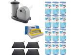 Ways - Cura Della Piscina - 4X Riscaldatore Per Piscina E Pompa Filtro 5678 L/U E 12 Filtri Di Tipo A & Spazzola Ways Per Il Lavaggio