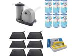 Ways - Cura Della Piscina - 6X Riscaldatore Per Piscina E Pompa Filtro 5678 L/U & 6 Filtri Tipo A & Spazzola Ways Per Il Lavaggio