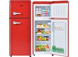 Combinazione Frigorifero/Congelatore Merax BCD-102, Frigorifero Retrò Con Doppia Porta E Illuminazione A Led, In Design Retrò, 92 L, Rosso