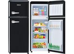 Frigorifero Retrò Merax BCD-102, Frigo Congelatore Vintage Con Maniglia In Metallo, Ripiano E Piedini Regolabili, Doppia Porta E Illuminazione A Led, Altezza 101 Cm, Larghezza 41 Cm, 92 L, Nero