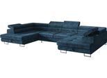 Divano Angolare A U, Con Funzione Letto, Con Rete, Divano Letto Estraibile, Divano Letto, Divano Angolare, Autoportante, Letto Per Ospiti, Mobili Da Soggiorno, 350X203 Cm, Blu Scuro