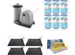Ways - Cura Della Piscina - 4X Riscaldatore Per Piscina E Pompa Filtro 5678 L/U E 6 Filtri Di Tipo A & Spazzola Ways Per Il Lavaggio