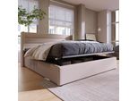 Letto Merax A Molle Idrauliche 180X200Cm Letto Imbottito Con Rete, Rete A Doghe In Legno E Struttura In Metallo, Letto Contenitore Letto Matrimoniale In Lino, Beige