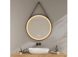 Emke Specchio Da Bagno Con Illuminazione Specchio Led Rotondo Diametro 70 Cm Specchio Da Bagno Interruttore A Sfioramento 3 Luci Colore Dimmerabile Specchio Illuminato