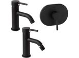 Set 3 Miscelatori Lavabo, Bidet, E Doccia Da Incasso Nero Opaco | Fassa