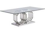 Casa Padrino Tavolo Da Pranzo Argento 220 X 120 X H. 75 Cm - Tavolo Da Pranzo Rettangolare In Metallo Con Piano In Vetro - Mobili Per Sala Da Pranzo - Mobili