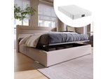 Letto A Molle Sweiko Letto Matrimoniale Letto Imbottito 140X200Cm Con Rete A Doghe In Legno Letto Contenitore Lino Beige (Con Materasso)