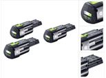 Batteria Festool 3X Bp 18 Li 3,0 Ergo I 18 V 3,0 Ah / 3000 Mah Li-Ion ( 3X 577704 ) Con Indicatore Del Livello Di Carica