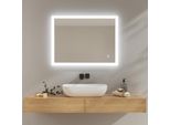 Specchio Da Bagno Emke Con Smart Touch, Luminosità Regolabile E Dimmerabile Specchio Da Bagno A Led Con Funzione Antiappannamento Specchio Da Parete Montaggio Orizzontale E Verticale 80×60 Cm