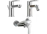 Set Rubinetti Lavabo, Bidet, Esterno Doccia In Ottone Cromato | Nora
