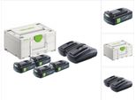 Festool Energy Set 4X Bp 18 Li 3.0 C Batteria 18 V 3.0 Ah / 3000 Mah Li-Ion ( 4X 577658 ) + Caricatore Doppio Tcl 6 Duo ( 577017 ) + Systainer