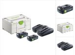 Festool Energy Set 2X Bp 18 Li 3.0 C Batteria 18 V 3.0 Ah / 3000 Mah Li-Ion ( 2X 577658 ) + Caricatore Doppio Tcl 6 Duo ( 577017 ) + Systainer