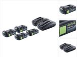 Set Energetico Festool 4X Bp 18 Li 3.0 C Batteria 18 V 3.0 Ah / 3000 Mah Li-Ion ( 4X 577658 ) + Caricatore Doppio Tcl 6 Duo ( 577017 )