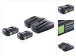 Festool Energy Set 2X Bp 18 Li 3.0 C Batteria 18 V 3.0 Ah / 3000 Mah Li-Ion ( 2X 577658 ) + Caricatore Doppio Tcl 6 Duo ( 577017 )