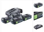 Festool Energy Set 4X Bp 18 Li 3.0 C Batteria 18 V 3.0 Ah / 3000 Mah Li-Ion ( 4X 577658 ) + Tcl 6 Ladegert ( 201135 )