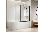 Emke Cabina Doccia 120 X 140 Cm Telaio Nero Opaco Schermo Pieghevole Per Vasca Da Bagno Vetro Di Sicurezza Esg Nanorivestito Schermo Doccia Vetro Per Vasche Da Bagno