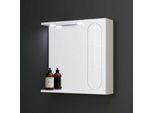 Specchio Bagno Bianco 58Cm, Pensile Con Anta Inglesina E Faretti Led