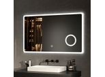 Specchio Da Bagno Emke Specchio Da Bagno A Led Specchio Da Parete 100X60Cm Con Interruttore A Sfioramento Ingrandimento Specchio Da Trucco Luce Bianca Fredda 6500K