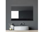 Specchio Da Bagno Con Illuminazione Talos Black Home 80 X 60 Cm Specchio Da Parete Con Mensola - Elegante Interruttore Touch? - Specchio Illuminato Con Luce In Bianco Neutro - Specchio Da Bagno