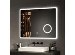 Emke Specchio Da Bagno Led Specchio Da Parete 80X60Cm Con Interruttore A Sfioramento Ingrandimento Specchio Per Il Trucco Luce Bianca Fredda 6500K