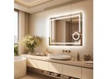 Wisfor Specchio Da Bagno A Led Con Illuminazione Specchio Per Il Trucco Specchio Da Parete Specchio Illuminato, Interruttore A Sfioramento Con 3 Colori Di Luce 3000-6500K, Ingrandimento 3 Volte, Senza Nebbia, Dimmerabile, 70×90 Cm