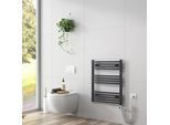 Emke Radiatore Da Bagno Asciugamano Elettrico Incluso Elemento Riscaldante 75X60Cm Antracite Radiatore Di Design Curvo Per Bagno