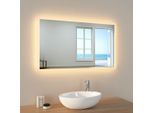 Emke Specchio Da Bagno Con Illuminazione Specchio 100X60Cm Specchio Da Parete 2 Colori Di Luce Bianco Freddo E Bianco Caldo Specchio Luminoso Con Interruttore A Pulsante E Funzione Antiappannamento