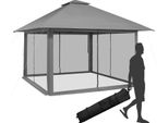 Gazebo Costway 4X4M, Gazebo Da Giardino Con Pareti Laterali In Rete, Protezione Uv 50+, Gazebo Pieghevole Pop-Up, Regolabile In Altezza, Inclusa Borsa Da Trasporto Con Ruote, Per Giardino, Patio, Cortile (Grigio)