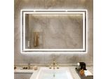 Wisfor Specchio Da Bagno A Led 90×70 Cm Specchio Da Bagno Con Illuminazione Specchio Da Parete Con Interruttore A Sfioramento Senza Nebbia Dimmerabile