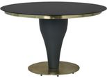 Casa Padrino Tavolo Da Pranzo Nero/Oro Ø 110 X H. 75 Cm - Tavolo Da Cucina Rotondo Con Piano In Vetro - Mobili Da Sala Da Pranzo - Mobili Da Cucina - Mobili - Arredi