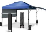 Costway 3X3M Padiglione Pop-Up Con Due Tende Da Sole, Padiglione Pieghevole Con Borsa Avvolgibile, 4 Sacchi Di Sabbia, Protezione Uv 50+, Tenda Da Giardino Pieghevole, Tenda Per Feste Impermeabile Stabile In Inverno, Padiglione Da Giardino Per Giardino E Cortile (Blu)