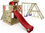 Wickey Torre Gioco Per Arrampicata Smart Surf Con Altalena E Scivolo, Torre Per Arrampicata Con Sabbiera, Scala E Accessori Da Gioco - Rosso