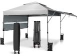 Costway 3X3M Gazebo Pop Up Con Due Tende Da Sole, Gazebo Pieghevole Con Borsa Avvolgibile, 4 Sacchi Di Sabbia, Protezione Uv 50+, Gazebo Da Giardino Pieghevole, Gazebo Per Feste Impermeabile Stabile In Inverno, Gazebo Da Giardino Per Giardino E Cortile (Bianco)