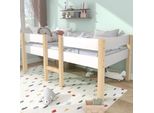 Letto Per Bambini Flieks 90X190Cm Con Protezione Anticaduta E Rete A Doghe, Letto In Legno Di Pino Letto Singolo Letto A Castello Bianco