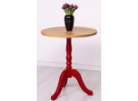 Tavolo Da Pranzo In Stile Country Casa Padrino Colori Naturali / Rosso Ø 70 X H. 78 Cm - Tavolo Da Cucina Rotondo In Legno Massiccio - Mobili Da Sala Da Pranzo In Stile Country - Mobili Da Sala Da Pranzo In Legno Massiccio - Mobili In Stile Country