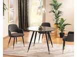 Tavolo Da Pranzo Tavolo Da Cucina Cyryl Ii 100X100Cm Effetto Pietra Nero Oro
