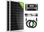 240W Modulo Solare Kit Pannello Solare 2X120Watt 12V Monocristallino Sistema Solare Completo Pacchetto Fotovoltaico Balcone Centrale Elettrica Camper Campeggio Pompe
