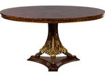 Casa Padrino Tavolo Da Pranzo Barocco Marrone Scuro Intarsiato/Oro Ø 135 Cm - Tavolo Da Cucina Rotondo In Legno Massiccio In Stile Barocco - Mobili Da Sala Da Pranzo In Stile Barocco - Mobili Da Sala Da Pranzo Barocchi