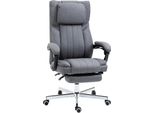 Sedia Da Ufficio Vinsetto Con 5 Modalità Di Massaggio, Sedia Da Scrivania Ergonomica Con Funzione Reclinabile, Sedia Per Computer Regolabile In Altezza, Poggiapiedi, Sedia Girevole Con Look Lino, Grigio